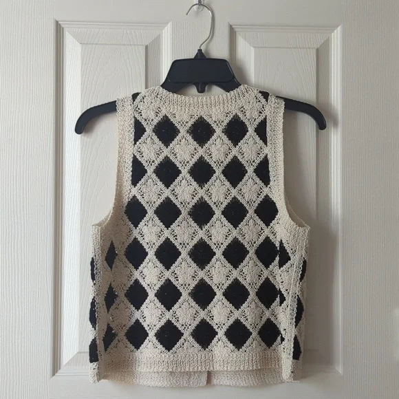 Sezane Ron Top Black Ecru - Size S - Picture 2 of 4